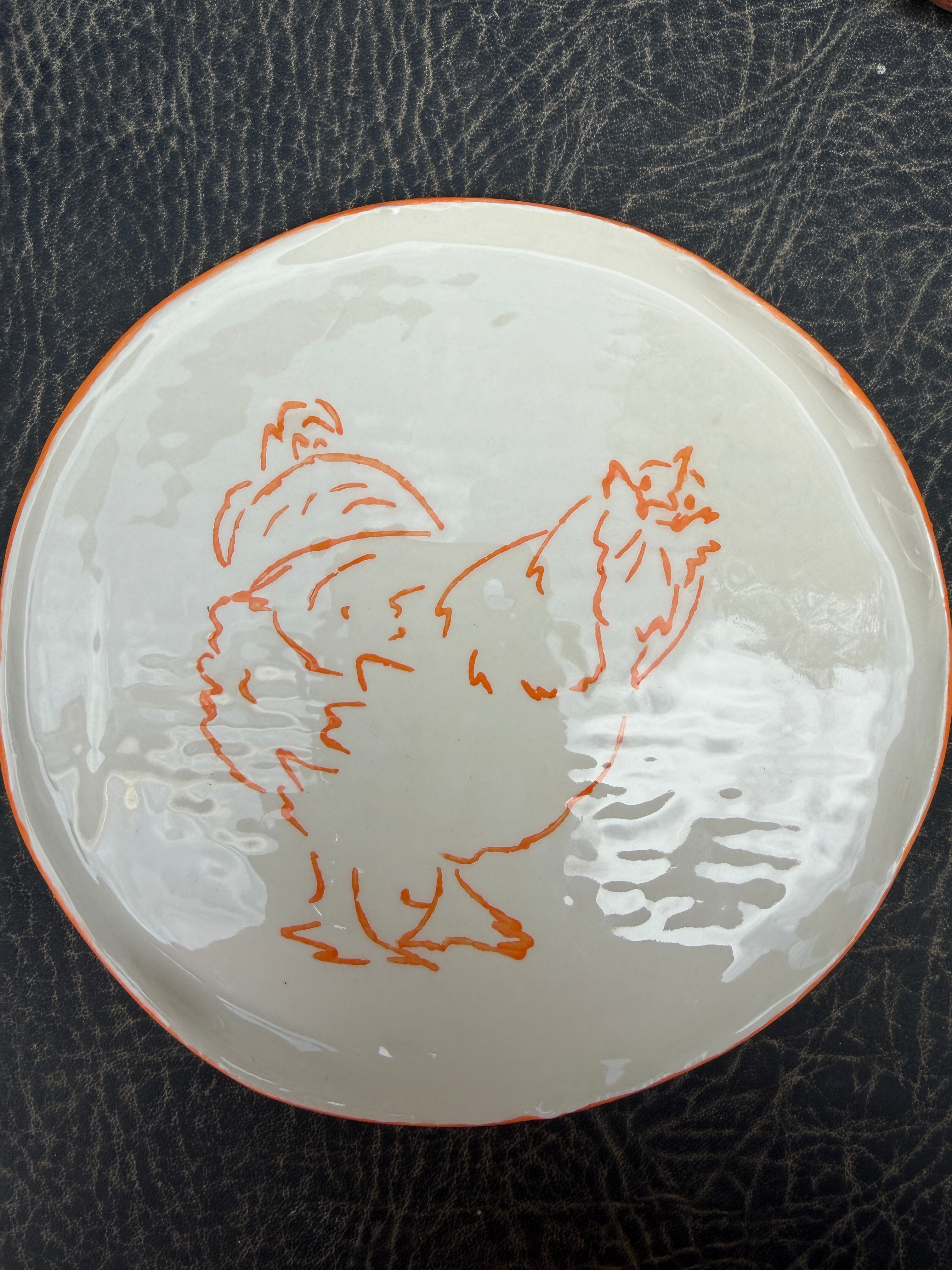assiette "poule Faverolle"